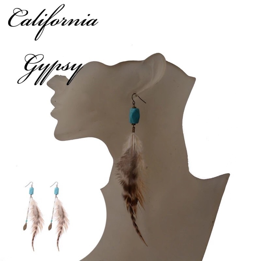 RESTOCKING🎉 Coachella Hippie turquoise feather - Picture 3 of 4